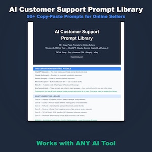 AI Customer Support Prompts for Online Sellers (PDF, Excel)
