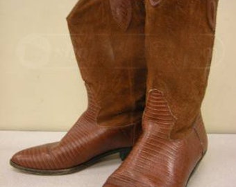 Beautiful Brown Womens VintageBrass Plum Womens Rust Brown Cowboy Boots sz 8
