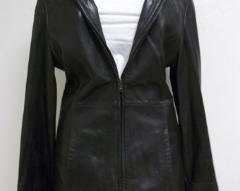 Andrew Marc New York Marke Damen Mittel schwarze Lederjacke