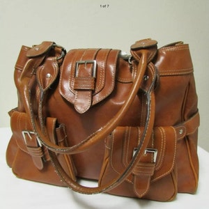 Gran bolso de mano baguette mensajero de hombros de cartera marrón grande