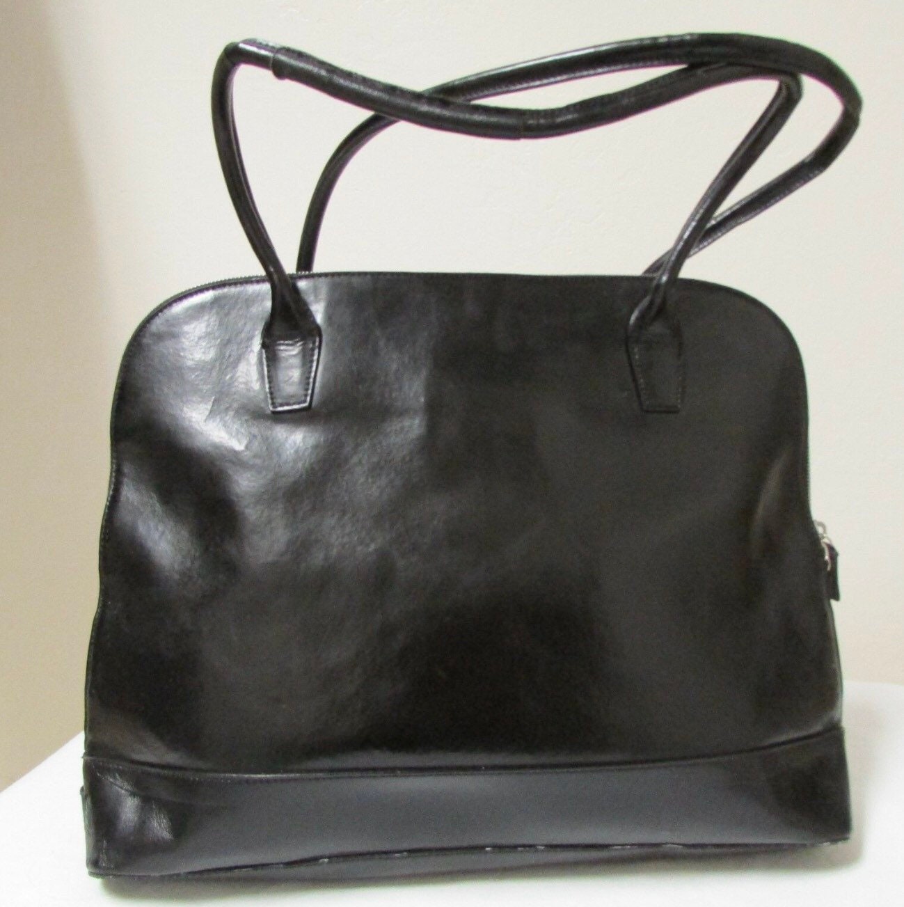 Franklin Covey Genuine Black Leather Tote Bag Briefcase Organizer Laptop  Purse