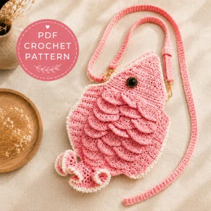Crochet Bag Pattern PDF, Fish Crossbody Bag Pattern, Crochet Purse Pattern, Cute Animal Bag, Crochet Fish Bag, Digital Download