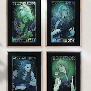 Set of All 4 -  Holographic Tarot Card Art Print - Greta Van Fleet