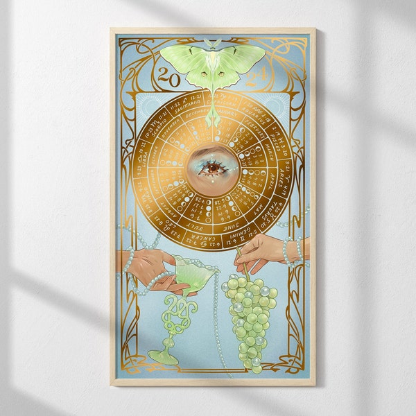 Moon Calendar 2024 White and Gold Etsy