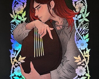 Kvothe - Name of the Wind- Patrick Rothfuss - Holografische foliekunstenaarsprint