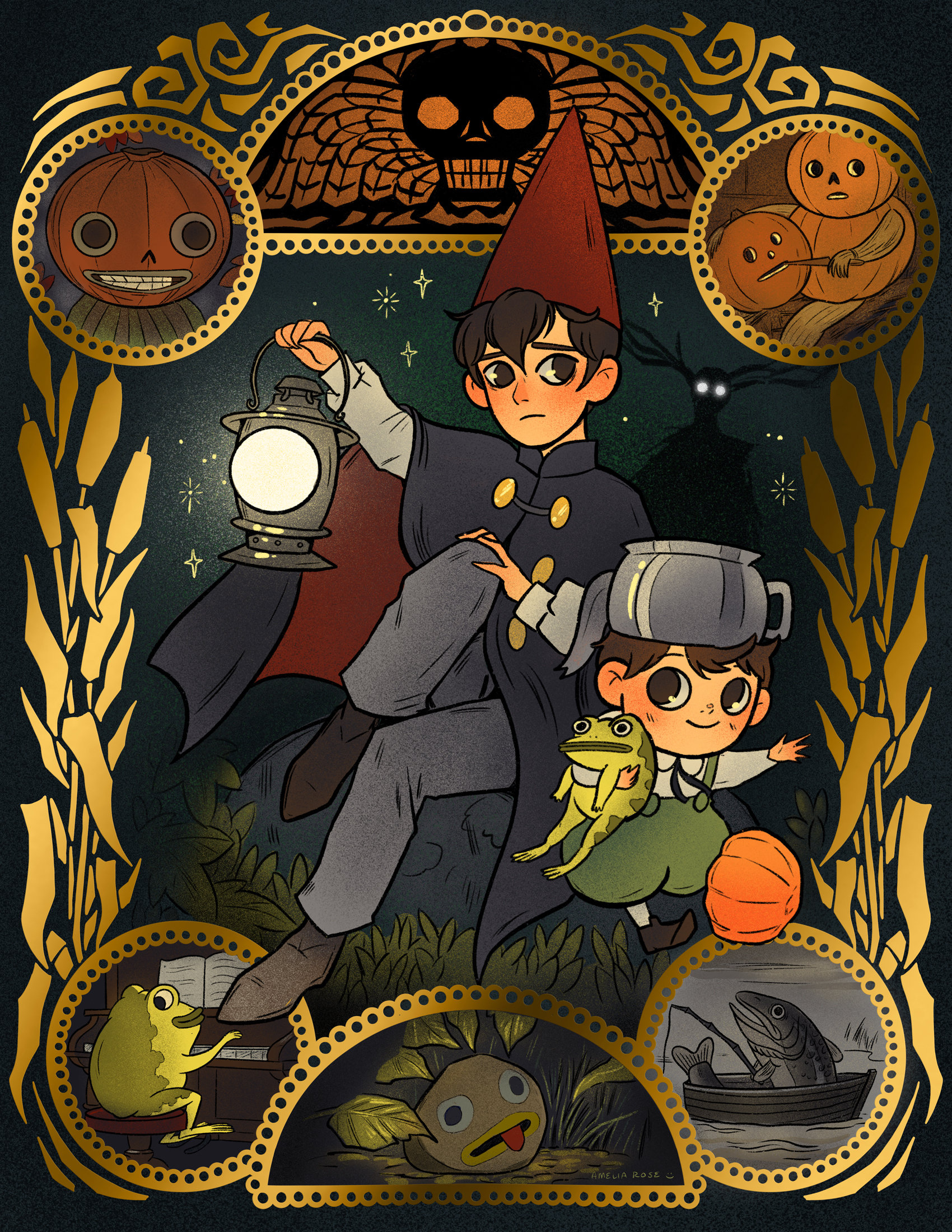 Over the Garden Wall Gold Foil Fan art Artist Print Etsy