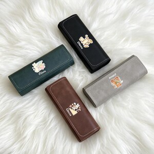 Customized name glasses case with multiple patterns, available in multiple colors, gift box set, children's gift