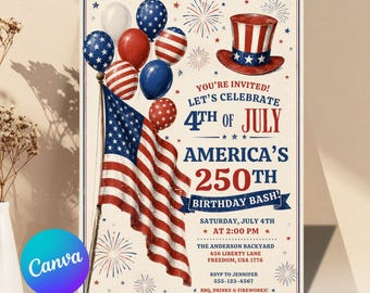 4th of July Invitation | Patriotic Party Invite | Fourth of July BBQ Invitation | Americana Party Invite