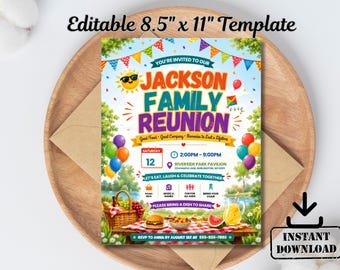 DIY Family Reunion Flyer Template, Editable Cousin Reunion Invite, Canva