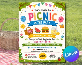 Company Picnic Flyer Editable Template, Work Appreciation Party, Canva