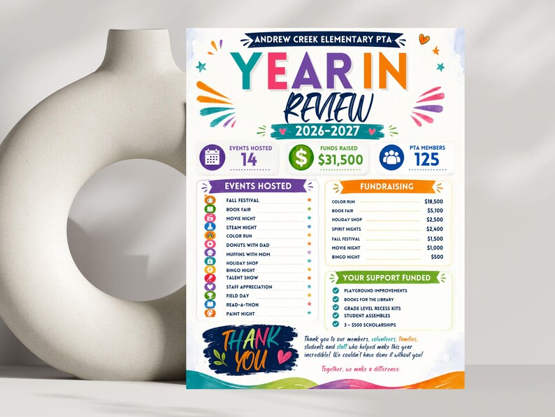 PTA Year in Review Flyer Template | End of School Year Recap | PTO Year in Review Template | Editable Canva School Flyer | Instant Download image 6
