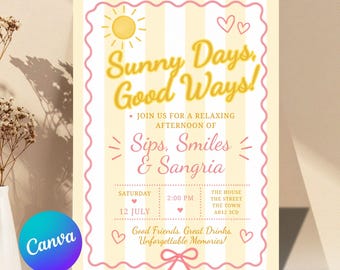 Sun, Swim & Sangria Invitation Template | Editable Digital Download