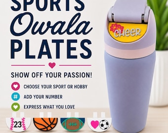 Custom Owala Water Bottle Name Plate with Sports and Hobbies