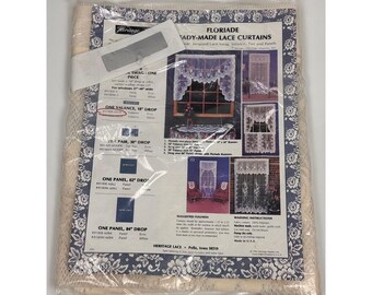 Heritage Lace Floriade Valance Ecru Jacquard Lace Curtain 60x18 Vintage USA Made