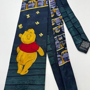 Disney Winnie the Pooh Silk Tie The Tie Rack Italy Hunny Pots Bees Teal Navy