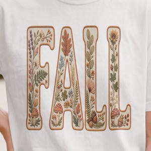 Patchwork Fall Letters PNG, Boho Autumn Quilt Sublimation Design, Cottagecore Fall Shirt Png