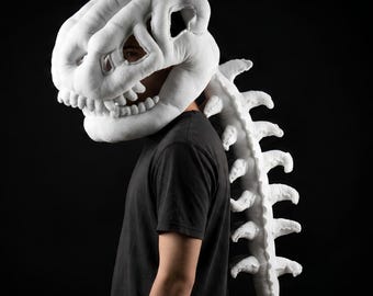 Esqueleto gigante de dinosaurio T-Rex de 118 cm u 80 cm, peluche blanco / Cráneo de peluche suave con columna vertebral, accesorio para cosplay, disfraz de Halloween / Juguetes para niños