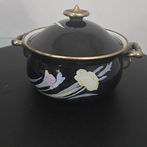 Mikasa Grande Chef Charisma Enamel Pot Black Floral Japan
