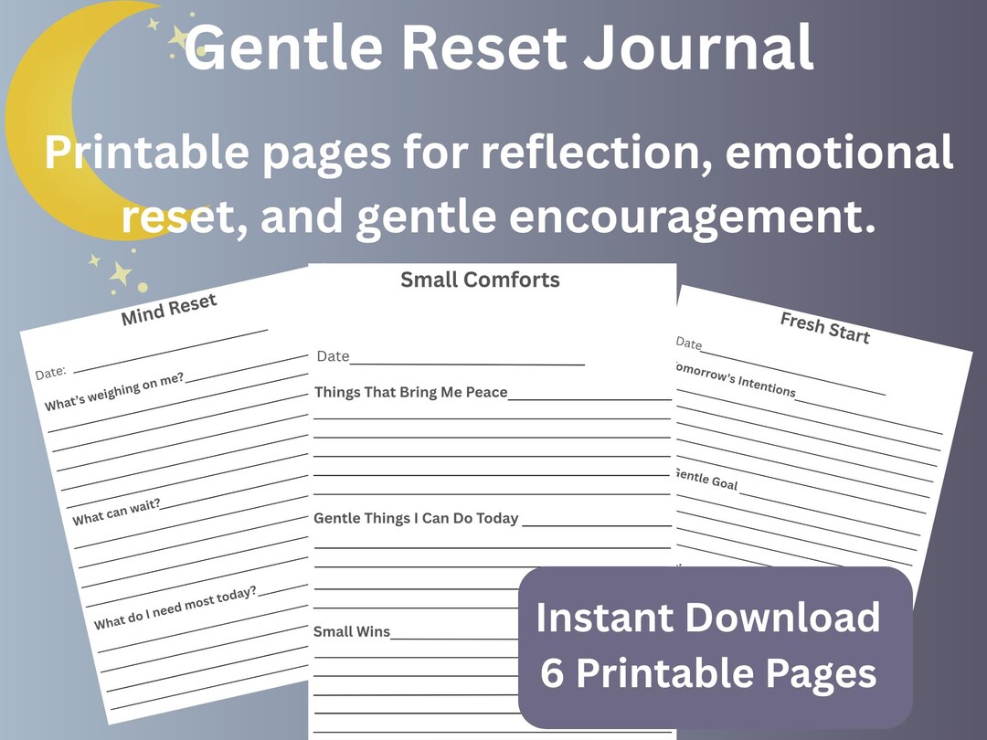 Gentle Reset Journal Printable PDF | Emotional Reset Journal ...