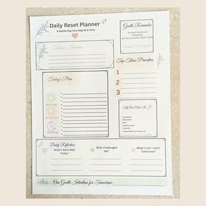 Daily Reset Planner Bundle, Printable Daily Planner, Self Care Planner, Wellness Planner, Reflection Journal, Mindful Planner PDF Download image 4