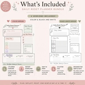 Daily Reset Planner Bundle, Printable Daily Planner, Self Care Planner, Wellness Planner, Reflection Journal, Mindful Planner PDF Download image 5