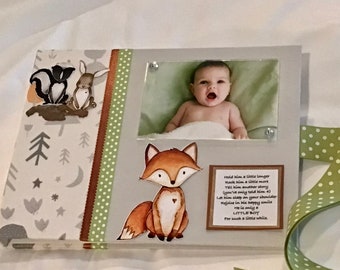 Woodland Baby journal and photo book, Forest Friends Record Book, Unisex baby, Baby shower gift, Gift from Grandparents, Years 0-5, Babybook