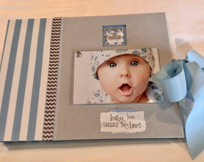 BABY BOY BOOK, Personalized Baby Memory Book, "It's a Boy", 0-5 yrs, Custom Handmade Record Book, Baby's 12 Months, Keepsakes, Scrapbooking