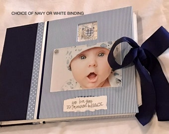 Custom Baby Boy Memory book, "Moon and Back", Personalized baby book, baby photos, 0-5 years, pregnancy notes, baby shower gift