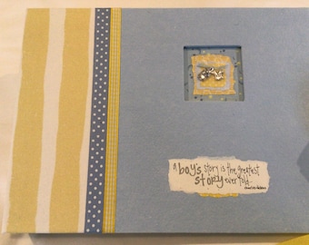 Precious BABY BOY Record book,  " A Boy's Story"  Blue and yellow, Boy Baby Book, memories, first year and beyond, photos.