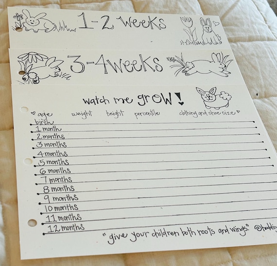 Growth Chart Year And Months Baby Extra Pages, 1-4 Weeks And