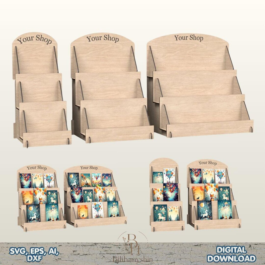 3 Tier Display Stand SVG Laser Cut File, Gift Card Holder, Jewelry ...