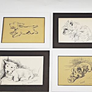 Antique MATTED Dog Print, 1930s Terrier Lucy Dawson, 5x7 Mounted Print Puppy Print, black & white Wall Decor Interior Design, B-5