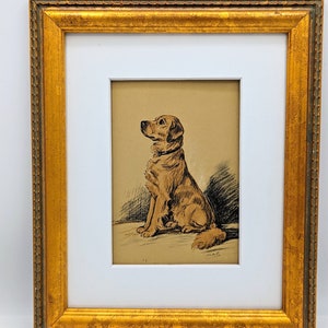 Matted Dog Print, 8x10 Lucy Dawson Art, GOLDEN RETRIEVERHome Decor, Art Illustration, Pet Portrait, Book plate, Book page, lithograph, B-1