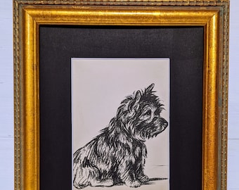 MATTED Dog Print, Original 1930s 8x10 Mounted, Decor, Wall Art, Antique  Interior Design, Lucy Dawson, Dog Decor, Terrier Puppy Print,