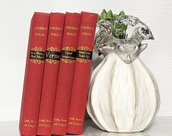 Cherry Red Decorative Book Set, Ogden Nash Collection, Staging Decor, Home Decoration, Bookshelf Decor,  Versus, Interior Design