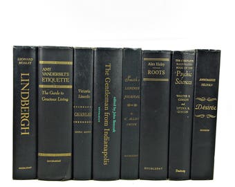 Black Foot of BOoks , Old Decorative Books, Old Book set, Book Stack, Antique Book Decor, Home Decor, Photo Props, Book Collection