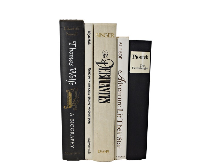 Black White Decorative Books Ivory Beige Old Book Decor Book Etsy