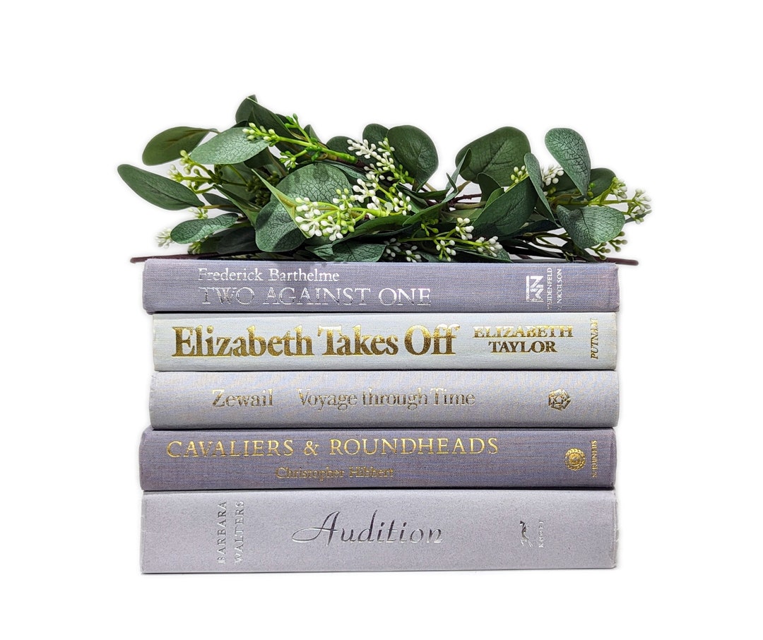 GRAY Bookshelf Decor Grey Book Stack Gray Book Decoration Etsy
