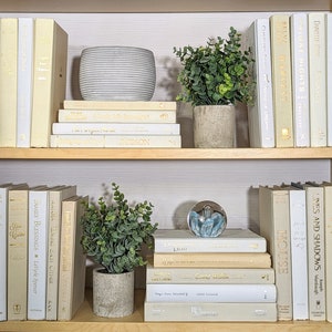 White Linen Decorative Books, Neutral Bookshelf Decoration, Ivory Designer Books by color, Book Collections, Interior Design, Staging Decor