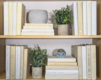 White Linen Decorative Books, Neutral Bookshelf Decoration, Ivory Designer Books by color, Book Collections, Interior Design, Staging Decor