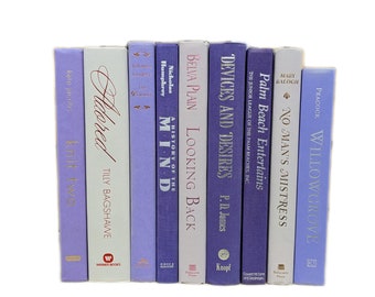 Purple Decorative Books, Lavender Bookshelf Decor, Gray Book Set, Books by color for decorating, Book Bundle Collection, Home Decoration