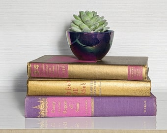 GOLD Decorative Books, Purple Pink  Bookshelf Decor, Books for Staging, Bookshelves, Vintage Collection, Farmhouse Decor, Interior Design