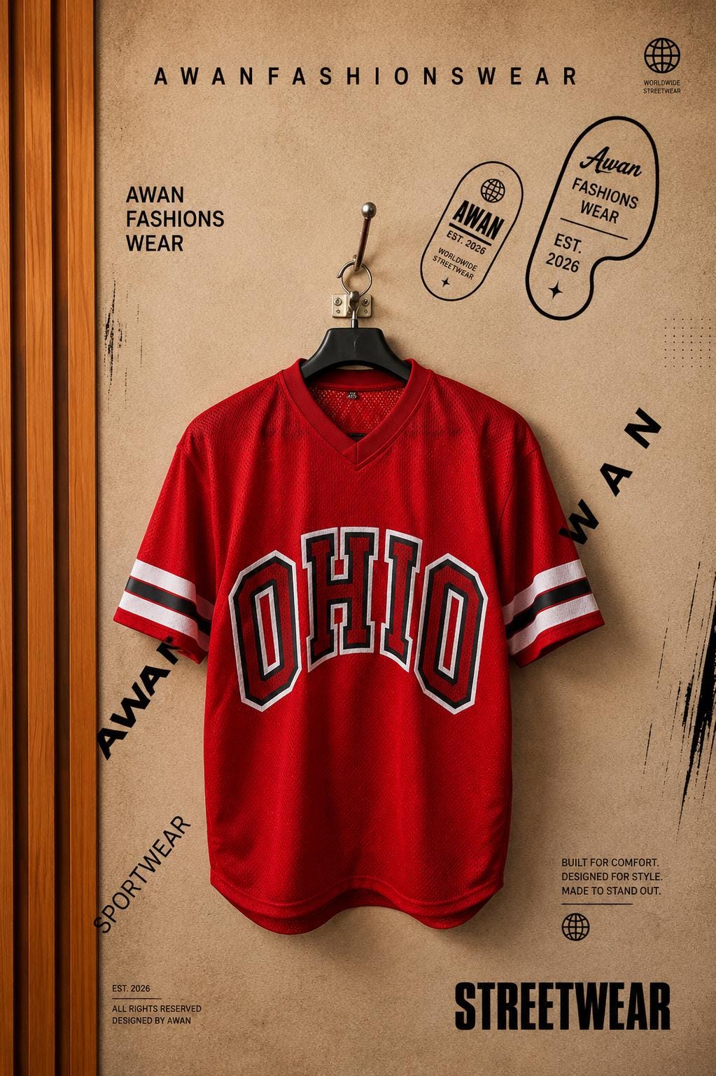 MGK Inspired Ohio Red Mesh Jersey Shirt | Vintage Y2K Streetwear