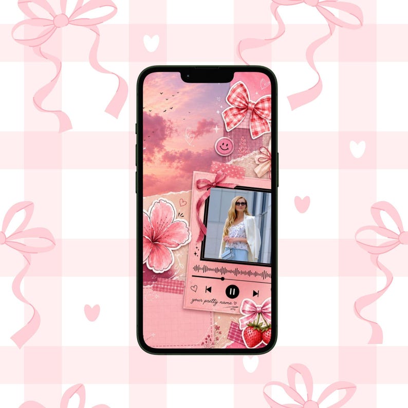 Pink Coquette Phone Wallpaper | Scrapbook Lock Screen (digital Download ...