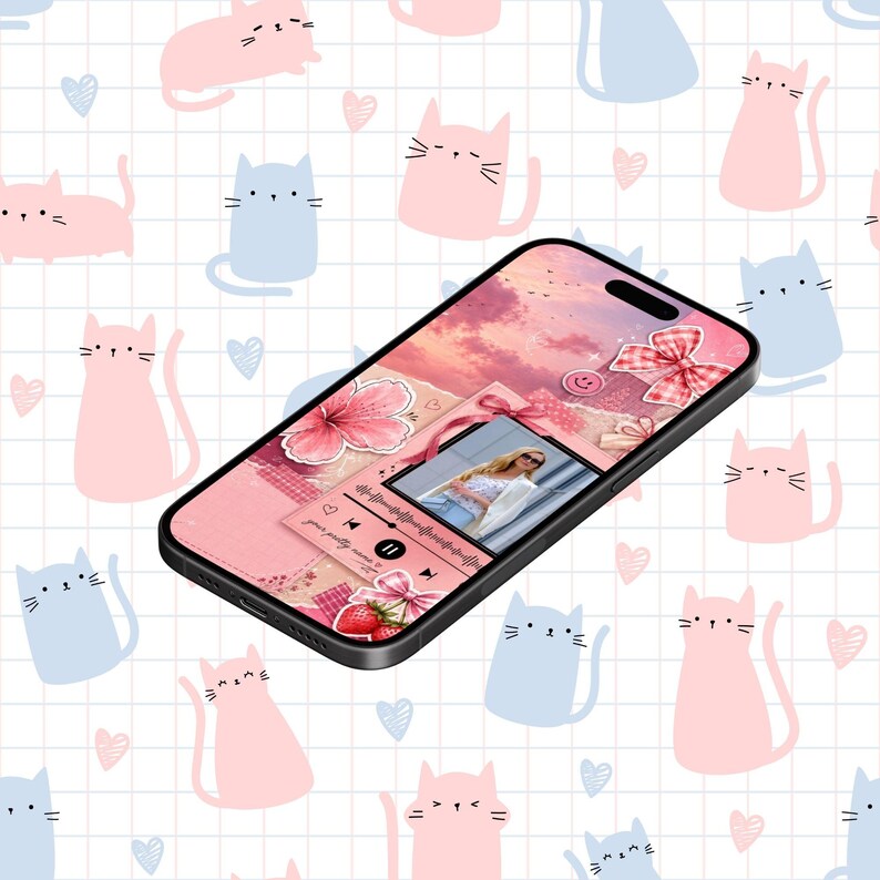 Pink Coquette Phone Wallpaper | Scrapbook Lock Screen (digital Download ...