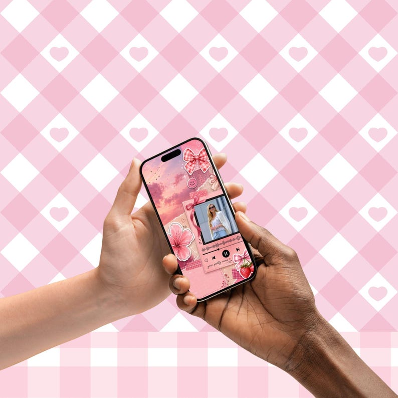 Pink Coquette Phone Wallpaper | Scrapbook Lock Screen (digital Download ...