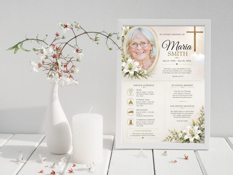 Memorial Program Template Bundle | Memorial Service Invitation (Digital Download)