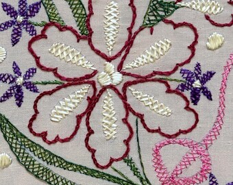 Floral Hoop Embroidery Art: Upcycled Textile Collage