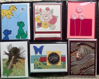 Upcycled Handmade Holiday Card Set, Eco-Friendly Greetings
