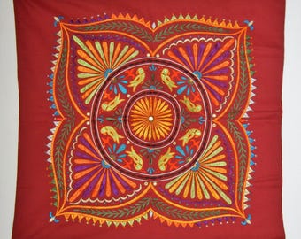 Banjara Textile Art Tapestry: Embroidered Mirrorwork Chakdo Wall Hanging